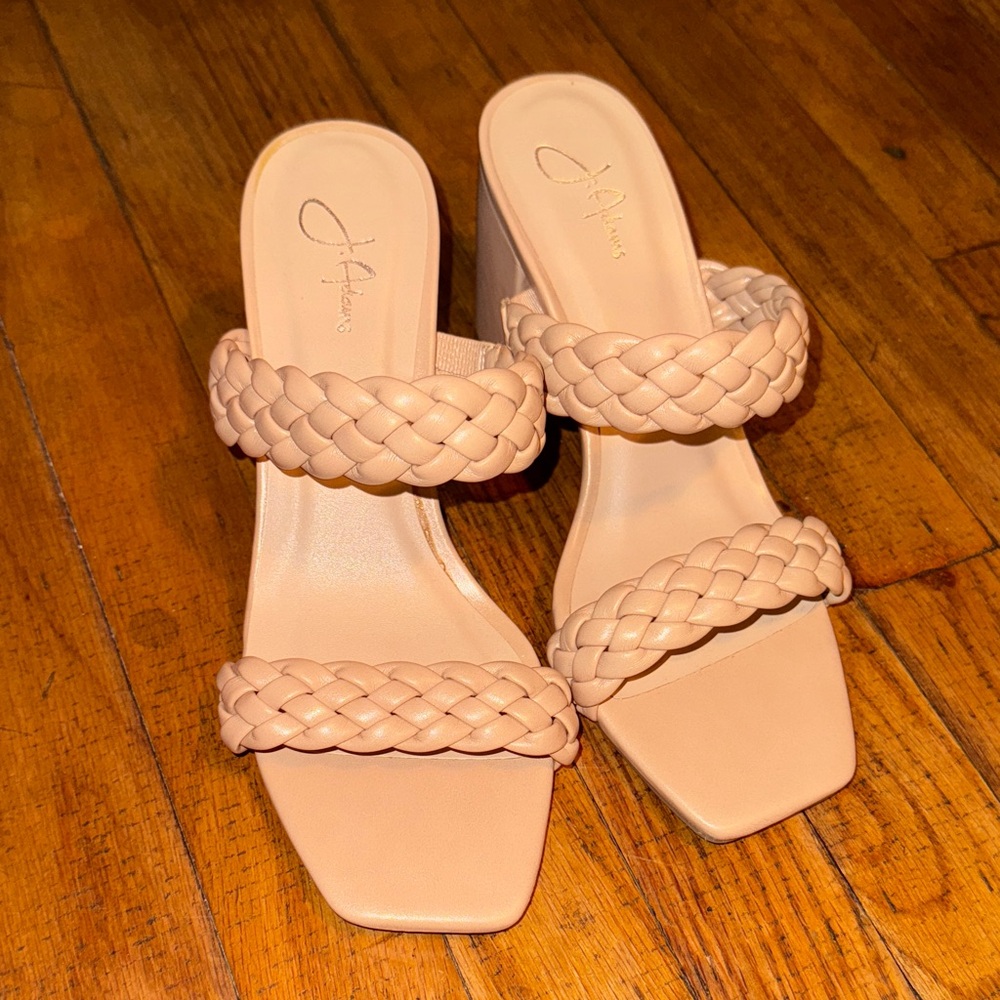 J. Adams Stormi Braided Strap Heels in Tan